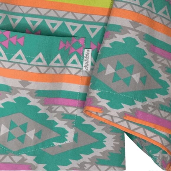 Chubbies Men's High Low Hem Aztec Print Short Sleeve Polo Shirt Multicolor Large - Picture 6 of 7